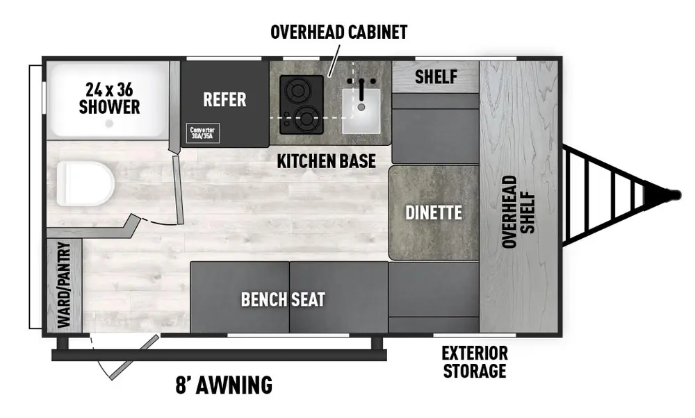 Floorplan of RV model 14SR