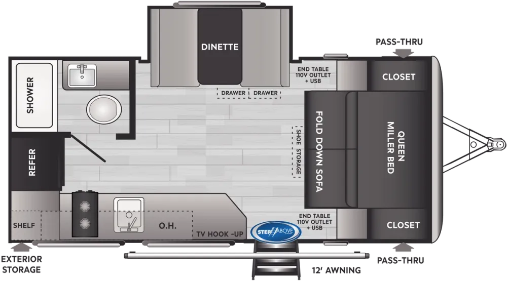 Floorplan of RV model 1740RK