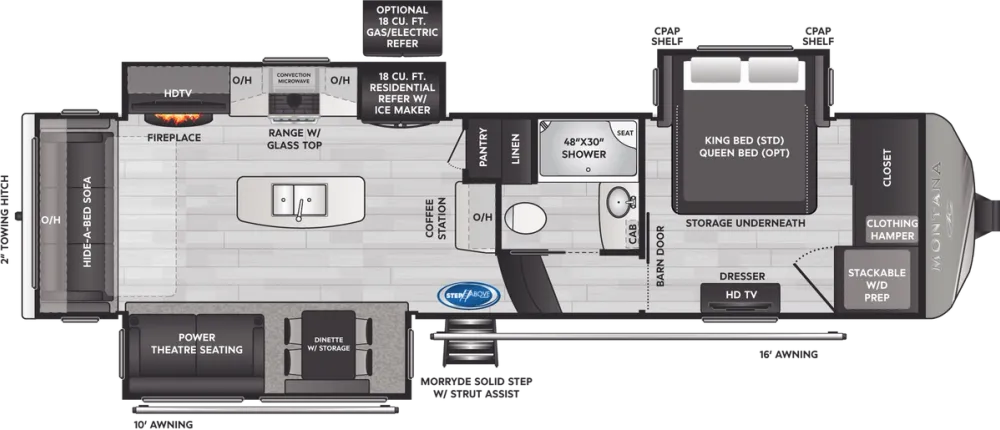 Floorplan of RV model 3121RL