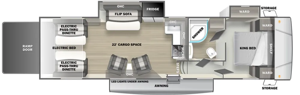 Floorplan of RV model 34FWGDX