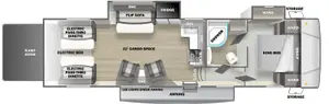 Floorplan of RV model 34FWGDX