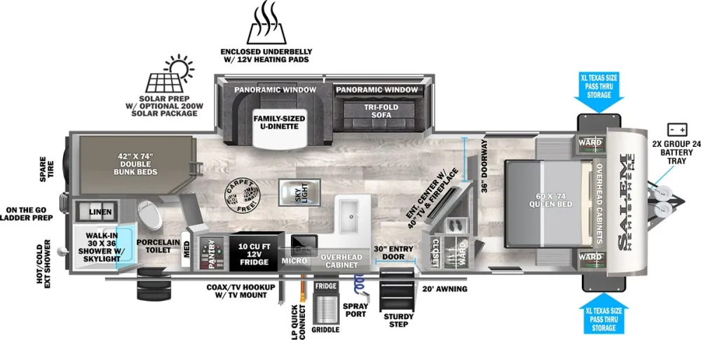 Floorplan of RV model 26BHHL