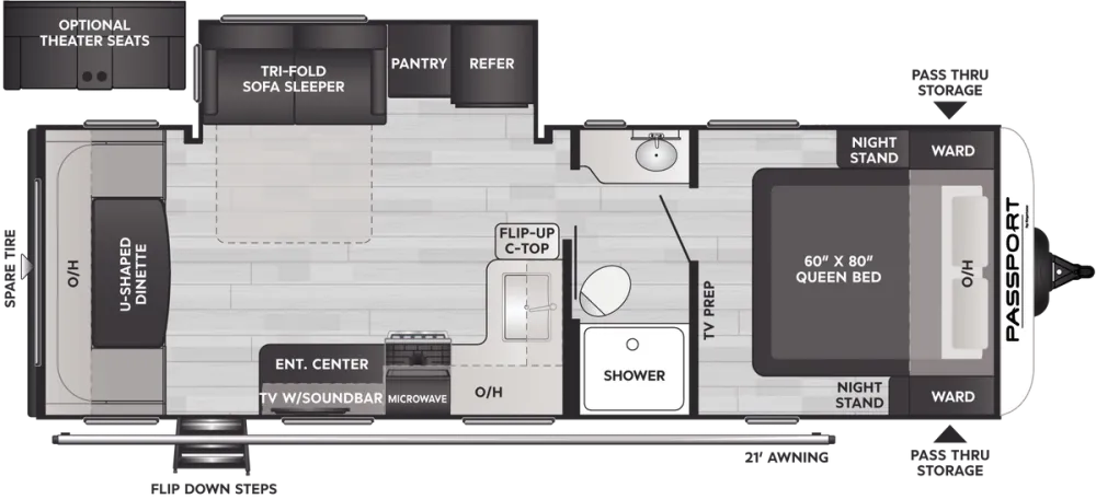 Floorplan of RV model 252RDWE