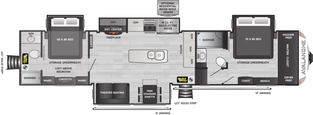 Floorplan of RV model 390DS