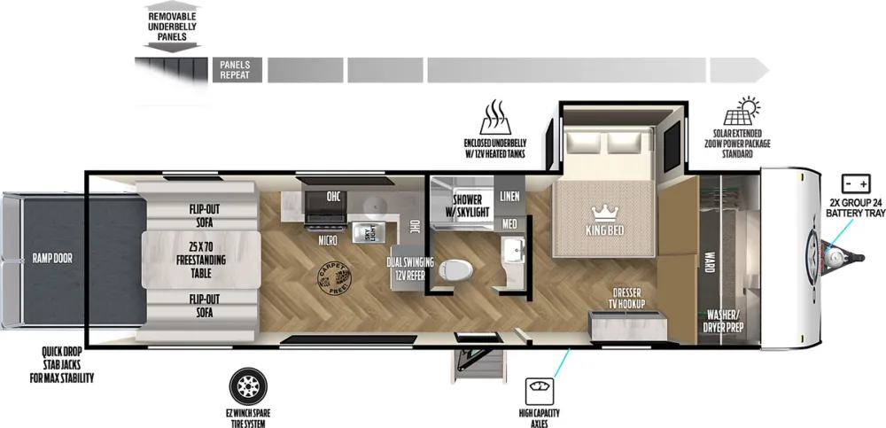 Floorplan of RV model 2800THKX