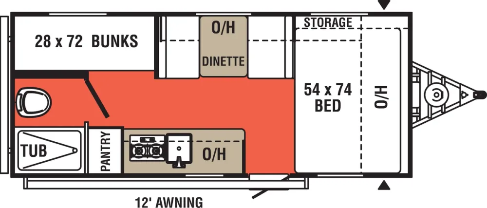 Floorplan of RV model 172BH