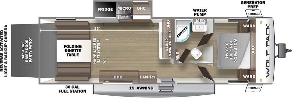 Floorplan of RV model 23PACK15