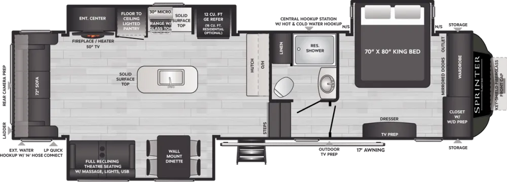 Floorplan of RV model 3190RLS