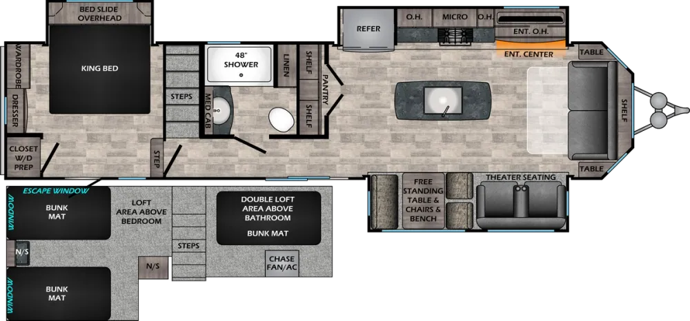 Floorplan of RV model HP370FDL