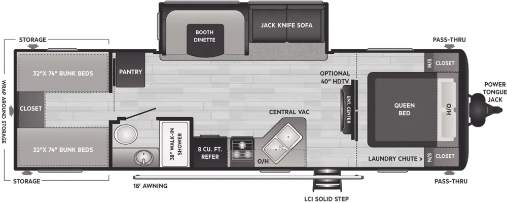 Floorplan of RV model 29BQWE