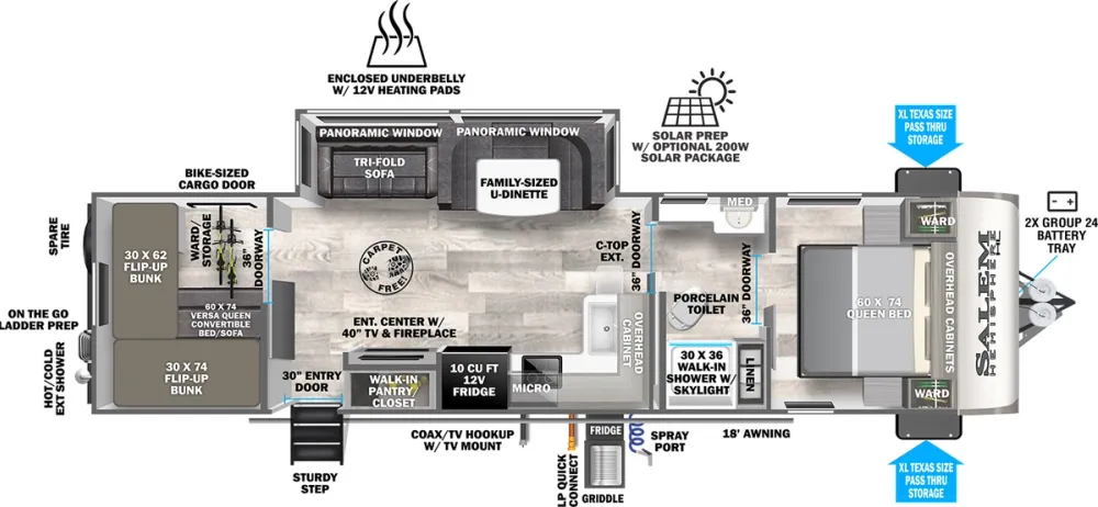 Floorplan of RV model 29XBHL