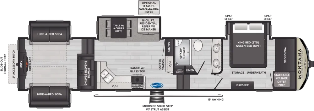 Floorplan of RV model 373RD