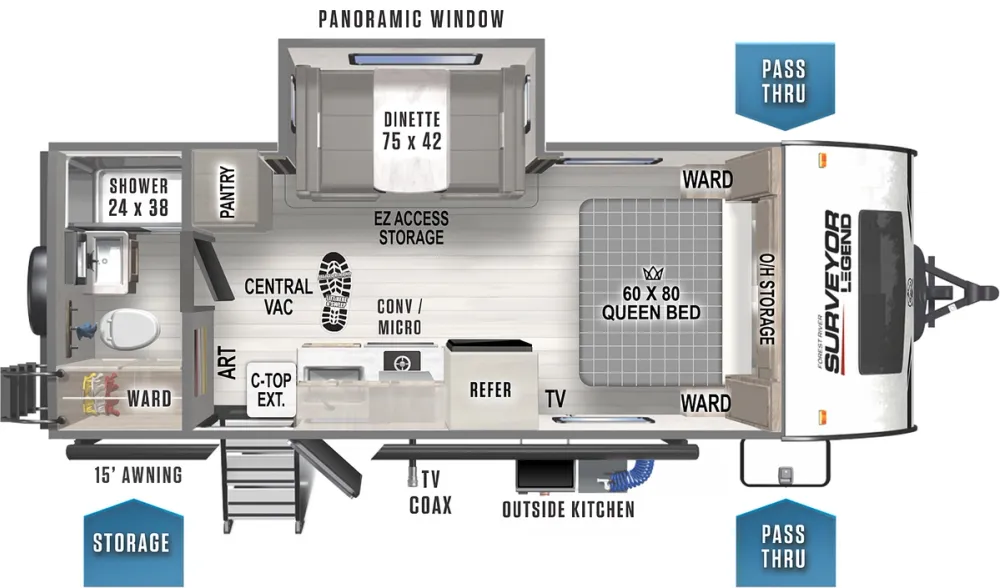 Floorplan of RV model 19RBLE