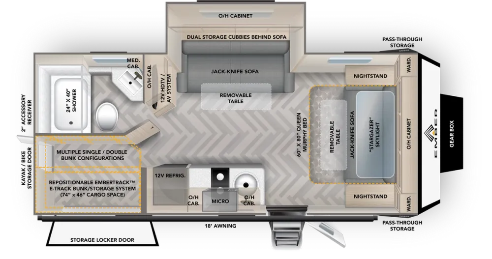 Floorplan of RV model 221MSL