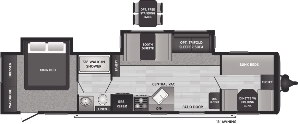 Floorplan of RV model 38BHDS