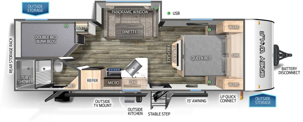 Floorplan of RV model 23DBH