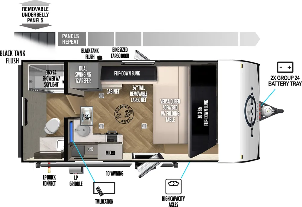 Floorplan of RV model 1530VBK