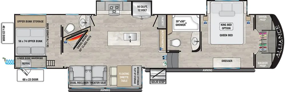 Floorplan of RV model 36BRM