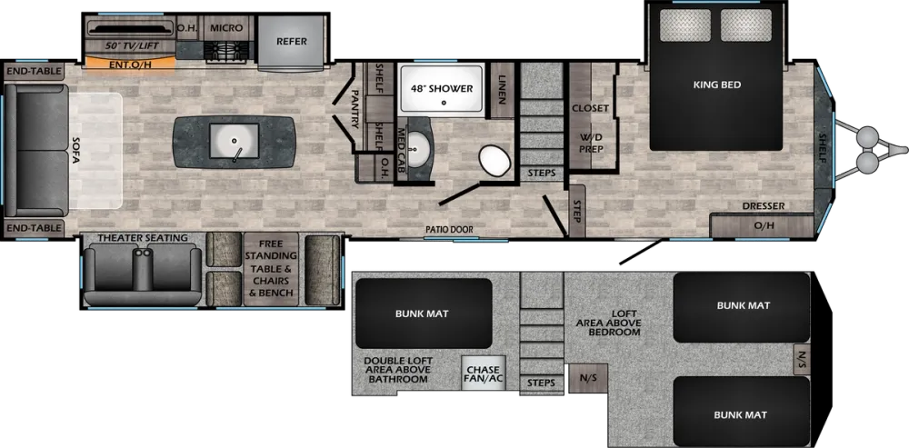 Floorplan of RV model HP375DBL