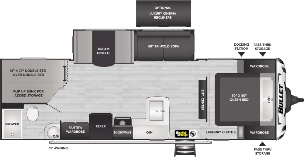 Floorplan of RV model 273BHSWE