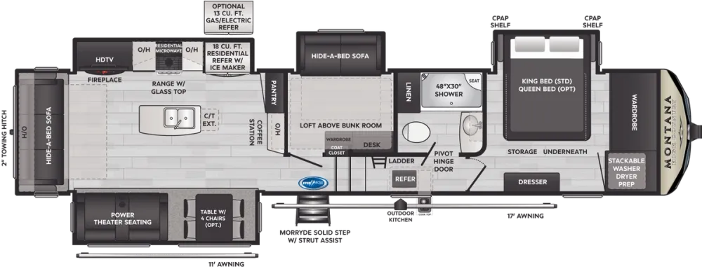 Floorplan of RV model 385BR