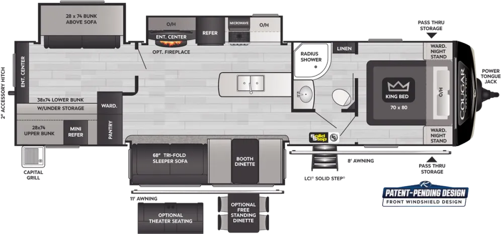 Floorplan of RV model 34TSB