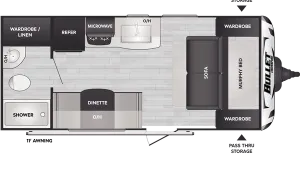 Floorplan of RV model 1800RB