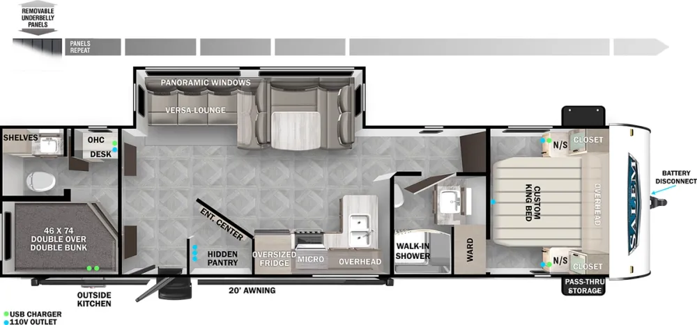 Floorplan of RV model 29BDB