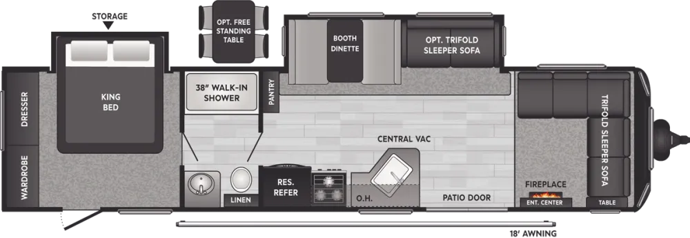 Floorplan of RV model 38FDDS