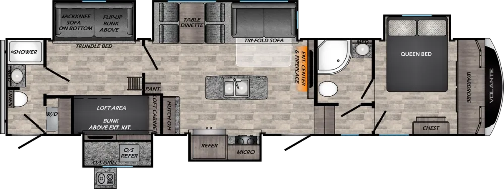 Floorplan of RV model VL3601LF