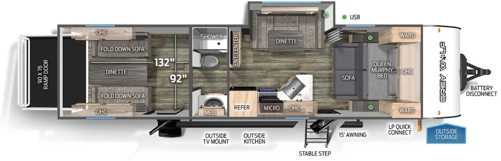 Floorplan of RV model 27RR