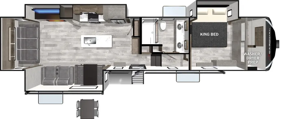 Floorplan of RV model 367DVLE