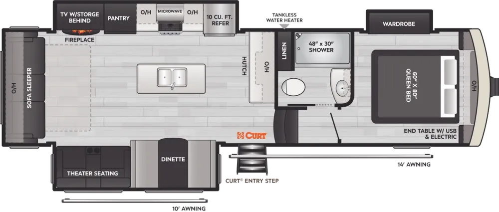 Floorplan of RV model 332SLRL