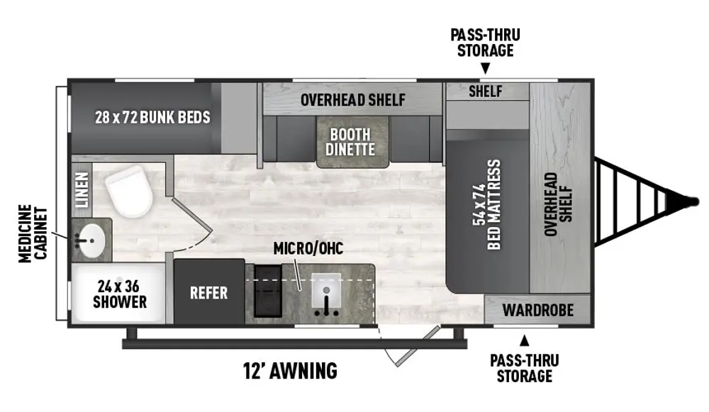 Floorplan of RV model 18BH