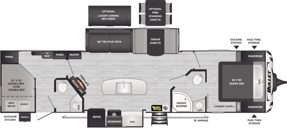 Floorplan of RV model 330BHS