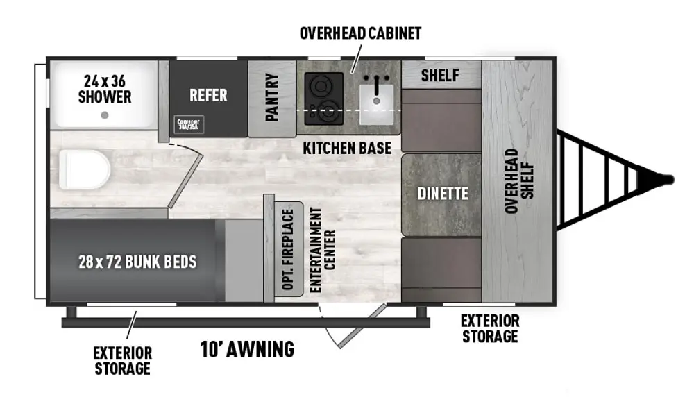 Floorplan of RV model 15SBH