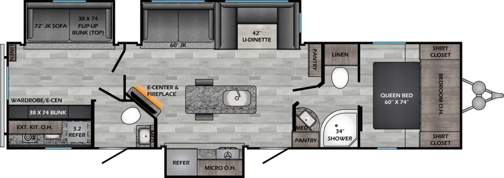 Floorplan of RV model ZR331BH