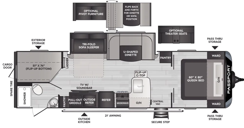 Floorplan of RV model 2951BH