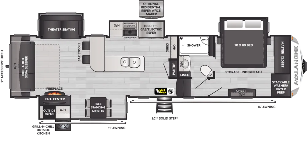 Floorplan of RV model 338GK