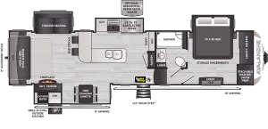 Floorplan of RV model 338GK