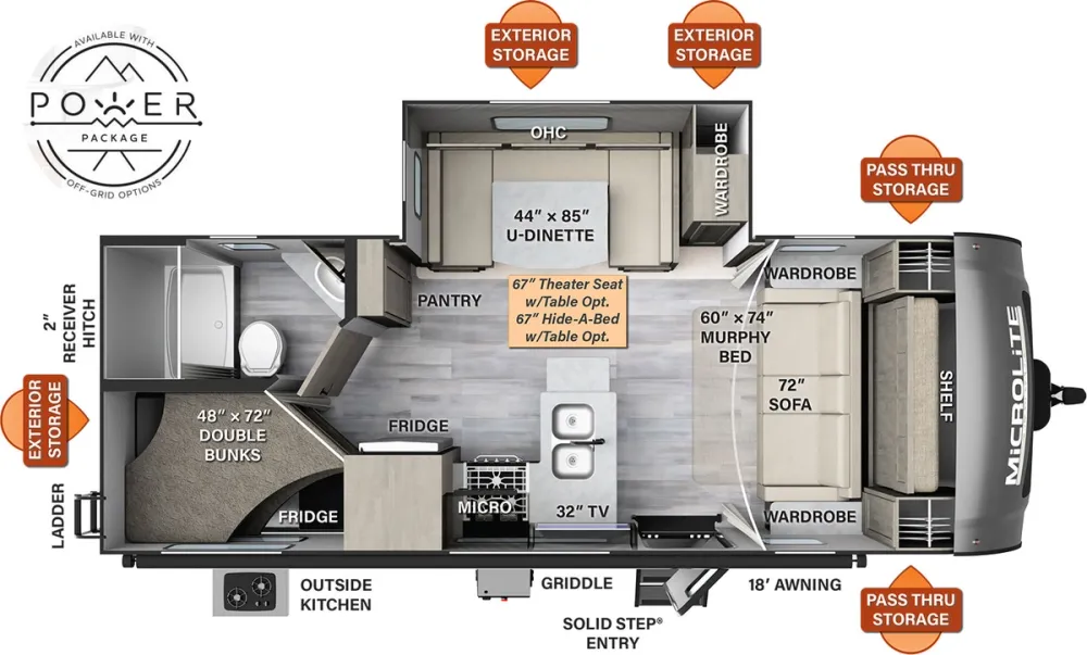 Floorplan of RV model 25BRDS