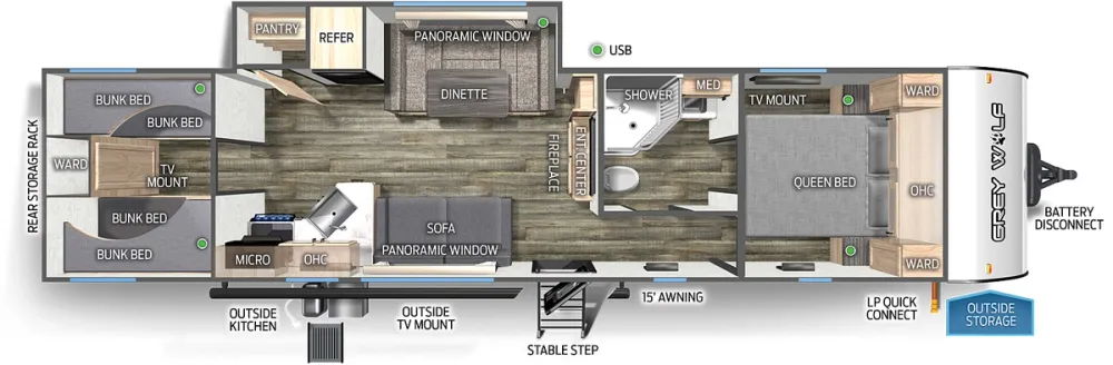 Floorplan of RV model 29BRB