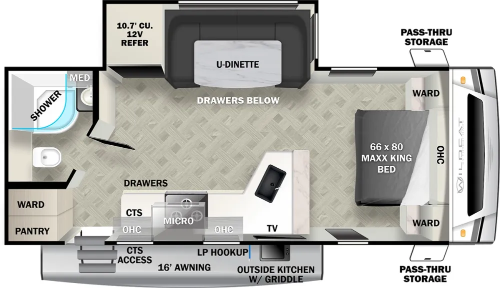 Floorplan of RV model 233RBX