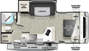 Floorplan of RV model 233RBX