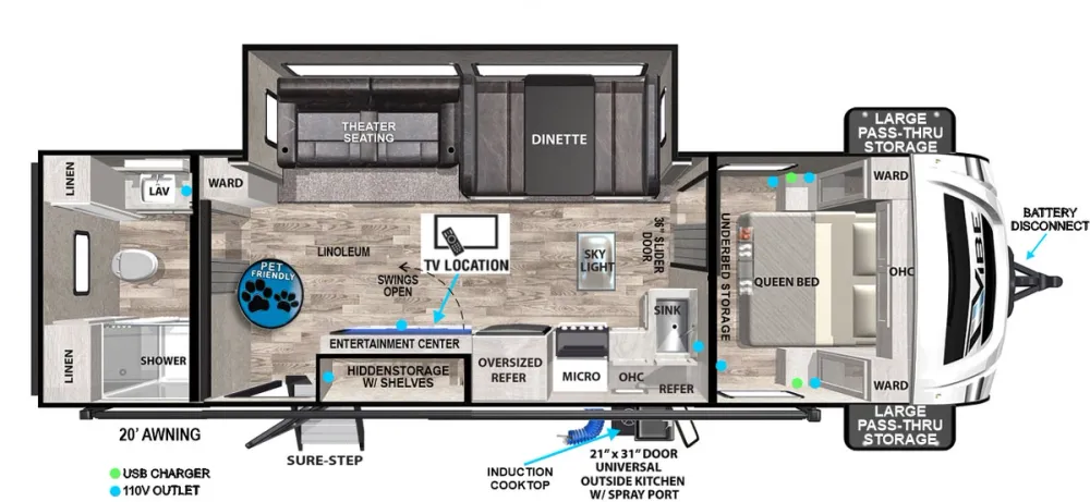 Floorplan of RV model 26RB