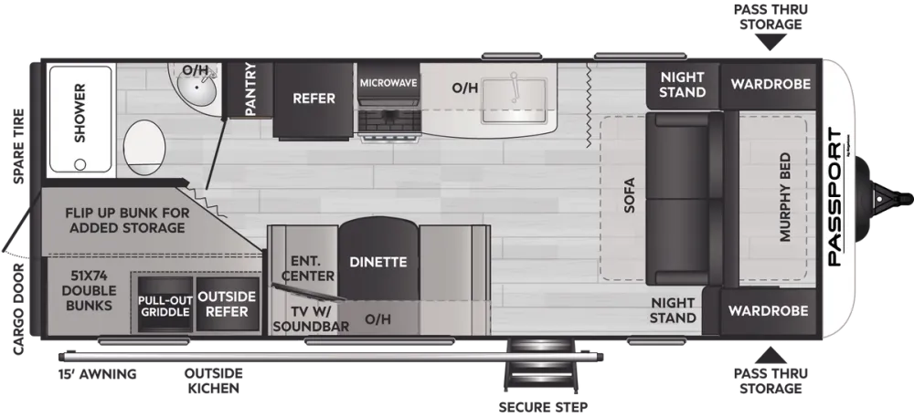 Floorplan of RV model 219BH