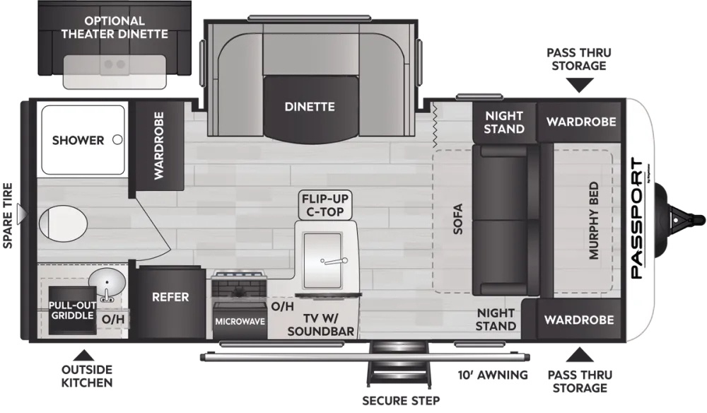 Floorplan of RV model 189RB