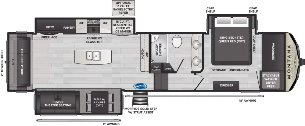 Floorplan of RV model 331RL