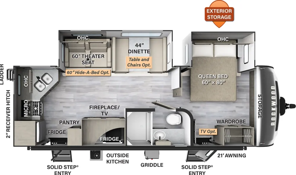 Floorplan of RV model 2614BS