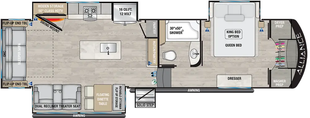 Floorplan of RV model 32RLS